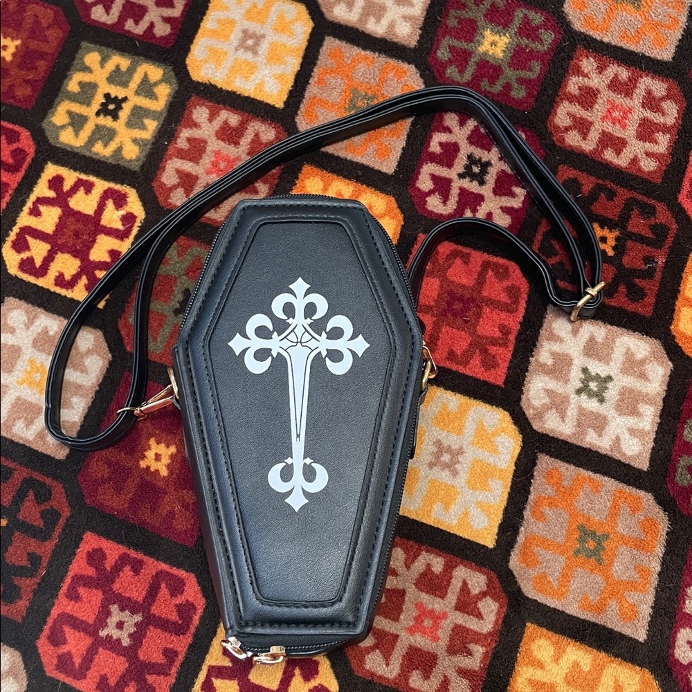 Coffin Shaped Handbag Purse with Adjustable Strap